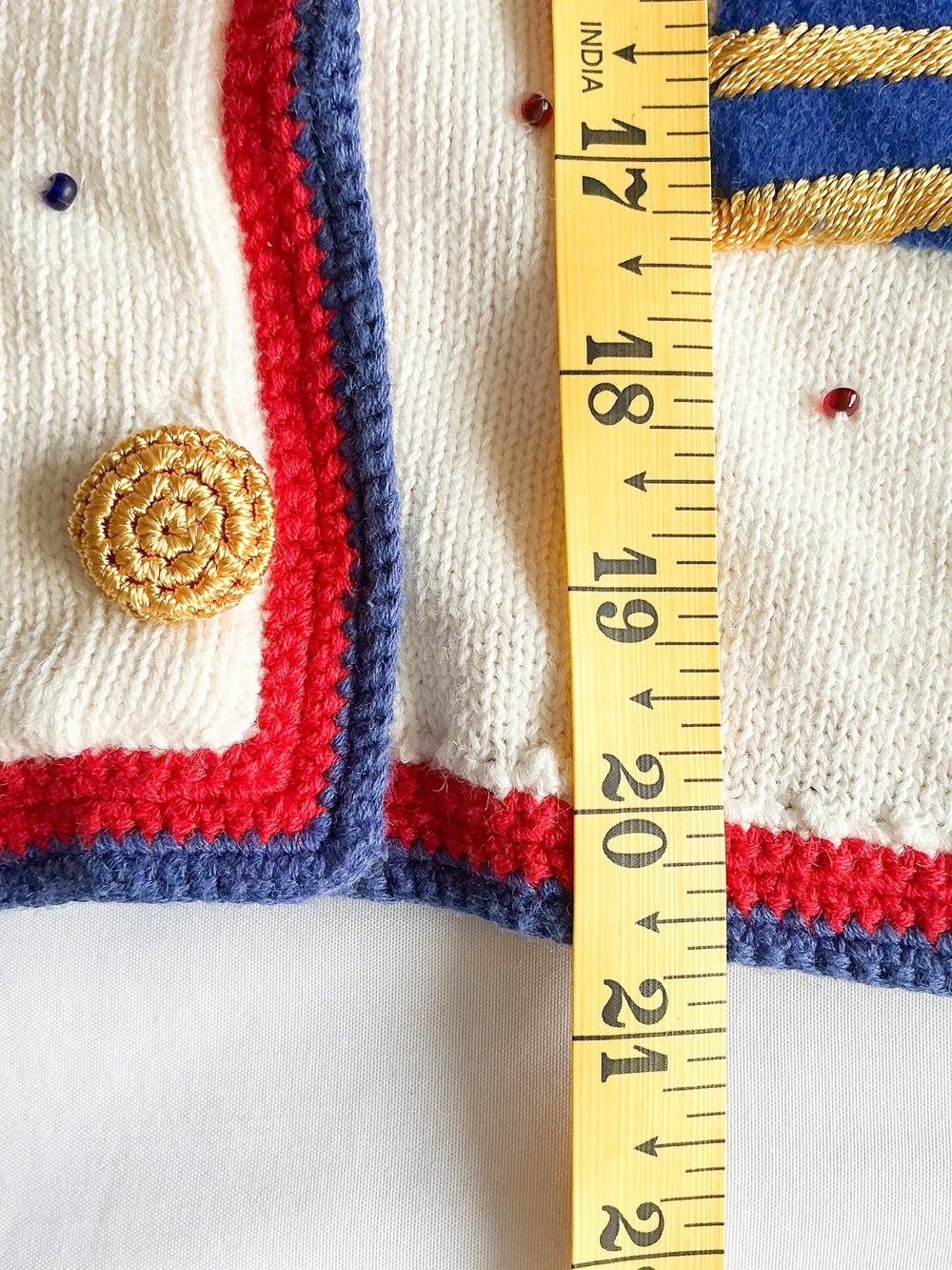 Michael Simon Vintage 1994 Womens American Flag White Maximalist Sweater Size 2 - Picture 10 of 11